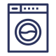 Washing machine icon with text 'free replacements'