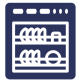 Dishwasher icon showing we cover white goods and kitchen appliances